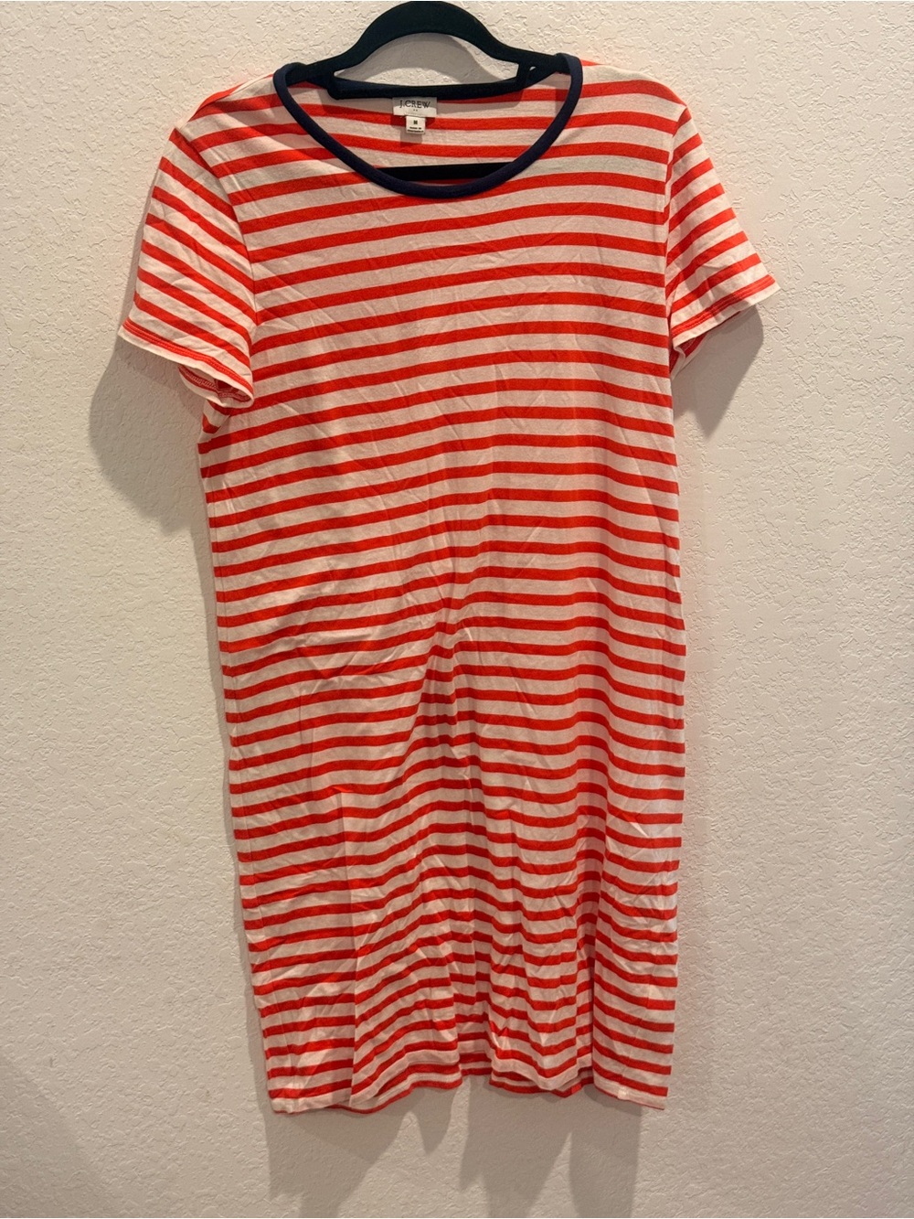 J. Crew Red and White Striped Tee with Navy Trim